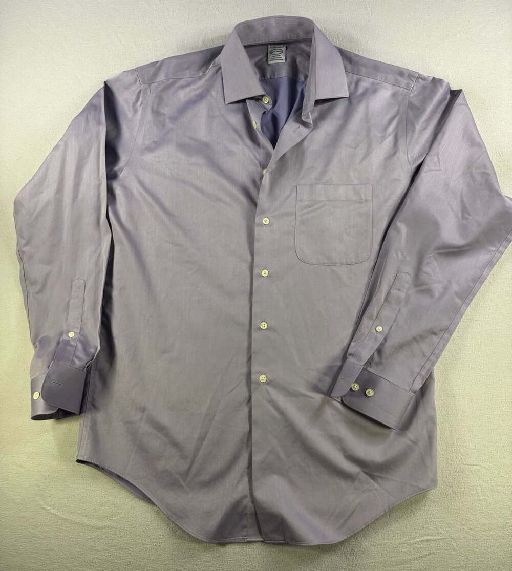 Pronto Uomo Dress Shirt Size 17.5 34/35 Purple Long Sleeve Non Iron